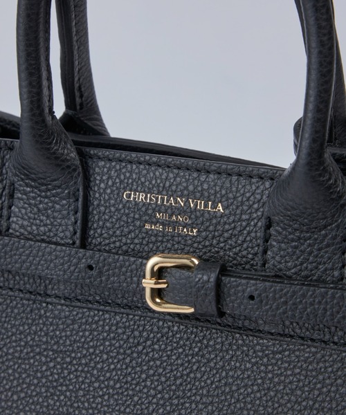 ポーチ付きレザートートバッグ《CHRISTIAN VILLA》（トートバッグ