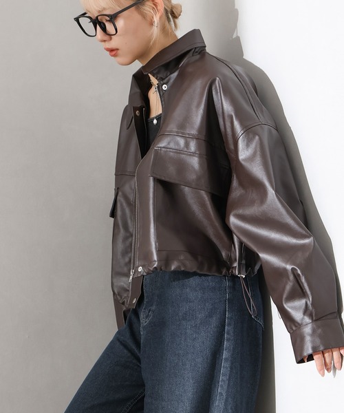 新品タグ付き 完売品 フェイクレザーショートブルゾン FREAK'S STORE（フリークスストア）の「フェイクレザー ショート