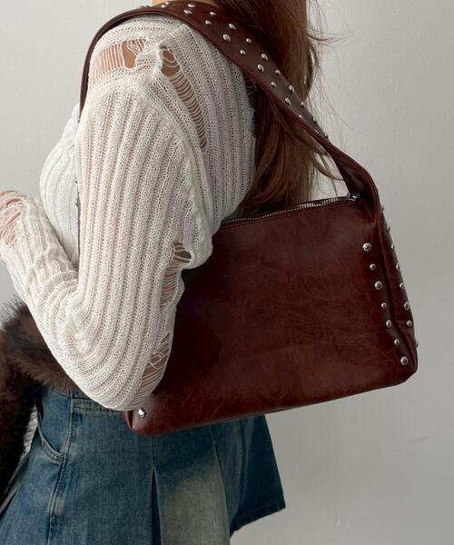 WEGO（ウィゴー）の「WEGO/スタッズハンドバッグ（ハンドバッグ・レディース・ブラウン/ブラック・FREE）」の5枚目の写真