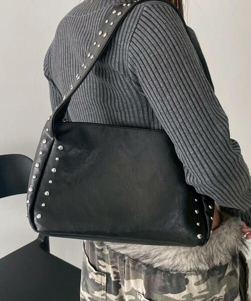 WEGO（ウィゴー）の「WEGO/スタッズハンドバッグ（ハンドバッグ・レディース・ブラウン/ブラック・FREE）」の3枚目の写真