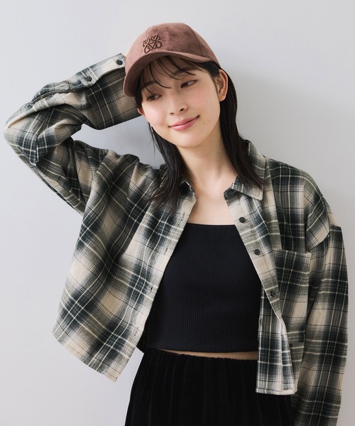 VIS（ビス）の「【WEB/一部店舗限定】オンブレチェックショートシャツ（シャツ/ブラウス・レディース・ブラウン/ブラック系その他/グリーン系その他・FREE）」の4枚目の写真