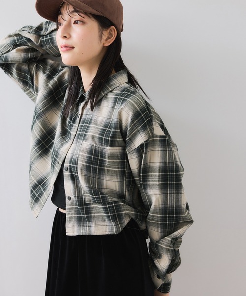 VIS（ビス）の「【WEB/一部店舗限定】オンブレチェックショートシャツ（シャツ/ブラウス・レディース・ブラウン/ブラック系その他/グリーン系その他・FREE）」の5枚目の写真