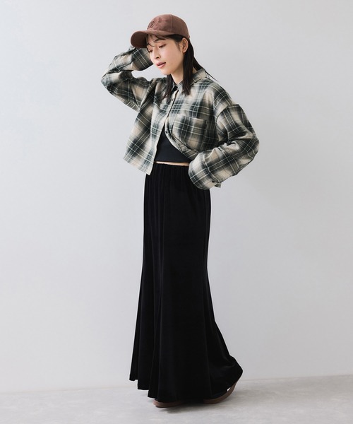 VIS（ビス）の「【WEB/一部店舗限定】オンブレチェックショートシャツ（シャツ/ブラウス・レディース・ブラウン/ブラック系その他/グリーン系その他・FREE）」の7枚目の写真