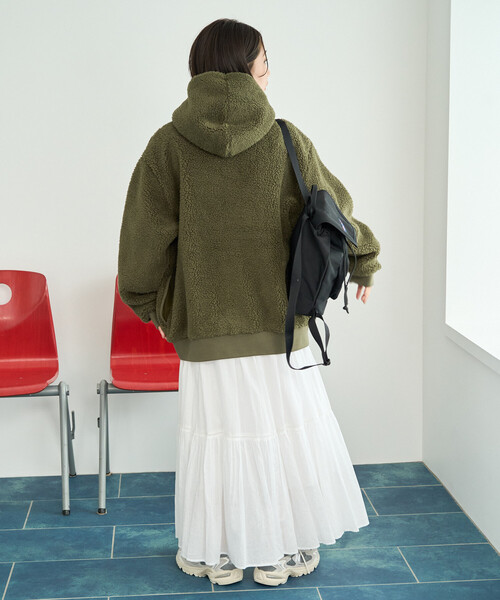 FREAK'S STORE（フリークスストア）の「限定展開 KELTY × FREAK'S STORE/ケルティ 別注 ボア フーディー ミドル コート（その他アウター・レディース・ブラック/オリーブ/ナチュラル・ﾌﾘ-）」の7枚目の写真