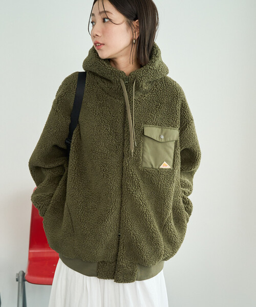 FREAK'S STORE（フリークスストア）の「限定展開 KELTY × FREAK'S STORE/ケルティ 別注 ボア フーディー ミドル コート（その他アウター・レディース・ブラック/オリーブ/ナチュラル・ﾌﾘ-）」の6枚目の写真