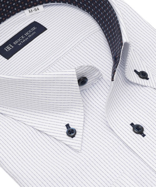 TOKYO SHIRTS（トウキョウシャツ）の「形態安定ノンアイロン ボタンダウン 長袖ビジネスワイシャツ（ビジネスシャツ・メンズ・ブルー・首回り39cm-裄丈80cm/首回り39cm-裄丈84cm/首回り41cm-裄丈82cm/首回り41cm-裄丈86cm/首回り42cm-裄丈82cm/首回り42cm-裄丈86cm/首回り43cm-裄丈82cm/首回り43cm-裄丈86cm/首回り37cm-裄丈80cm/首回り37cm-裄丈84cm）」の2枚目の写真