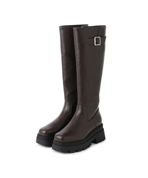 Juze（ジュゼ）の「サイドバックルタンクソールロングブーツ（ブーツ・レディース・ダークブラウン/ブラック・S/L/M）」の13枚目の写真