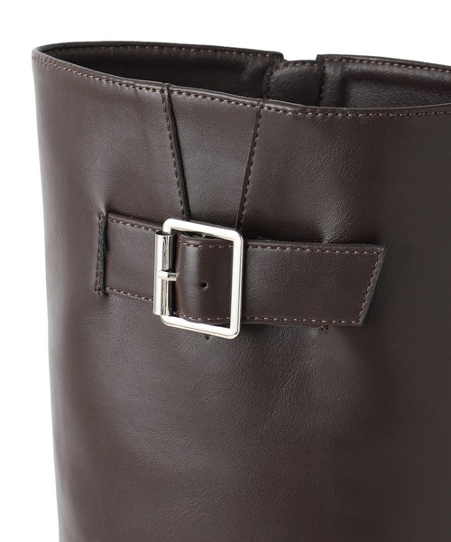 Juze（ジュゼ）の「サイドバックルタンクソールロングブーツ（ブーツ・レディース・ダークブラウン/ブラック・S/L/M）」の6枚目の写真