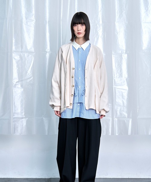 Nora Lily(ノラリリー)の「【Nora Lily】Switching Design Cardigan(カーディガン/ボレロ・メンズ・ライトグレー/アイボリー/ブラック/チャコールグレー・FREE)」の6枚目の写真