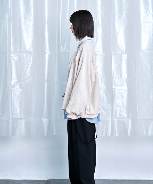 Nora Lily(ノラリリー)の「【Nora Lily】Switching Design Cardigan(カーディガン/ボレロ・メンズ・ライトグレー/アイボリー/ブラック/チャコールグレー・FREE)」の7枚目の写真