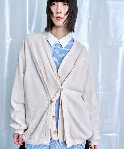 Nora Lily(ノラリリー)の「【Nora Lily】Switching Design Cardigan(カーディガン/ボレロ・メンズ・ライトグレー/アイボリー/ブラック/チャコールグレー・FREE)」の10枚目の写真