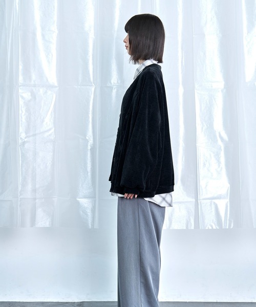 Nora Lily(ノラリリー)の「【Nora Lily】Switching Design Cardigan(カーディガン/ボレロ・メンズ・ライトグレー/アイボリー/ブラック/チャコールグレー・FREE)」の15枚目の写真