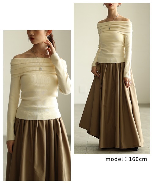 Sawa a la mode(サワアラモード)の「オフショルニットプルオーバー(ニット/セーター・レディース・レッド/ブラック/アイボリー・FREE)」の12枚目の写真