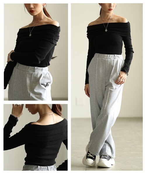 Sawa a la mode(サワアラモード)の「オフショルニットプルオーバー(ニット/セーター・レディース・レッド/ブラック/アイボリー・FREE)」の19枚目の写真