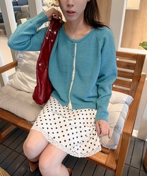 UNE MANSION | バイカラーラインラウンドネックニットカーディガン(カーディガン/ボレロ)