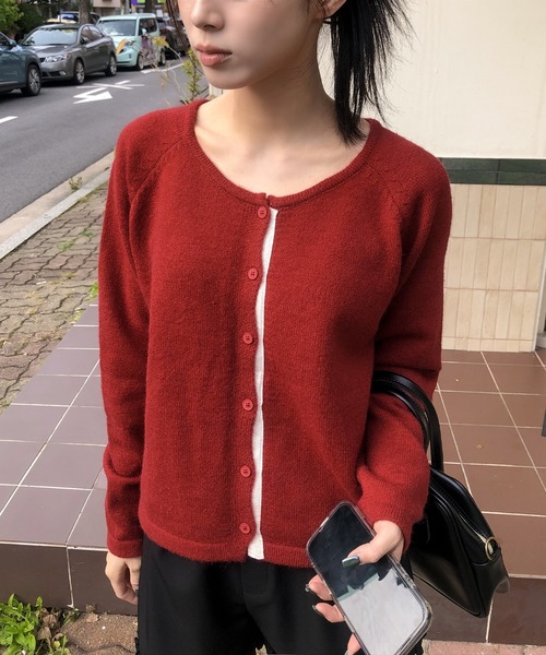 UNE MANSION（ユヌマンション）の「バイカラーラインラウンドネックニットカーディガン（カーディガン/ボレロ・レディース・アイボリー/ブラック/グレー/ブルー/レッド・FREE）」の6枚目の写真