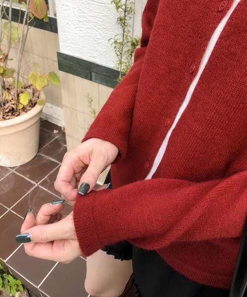 UNE MANSION（ユヌマンション）の「バイカラーラインラウンドネックニットカーディガン（カーディガン/ボレロ・レディース・アイボリー/ブラック/グレー/ブルー/レッド・FREE）」の9枚目の写真