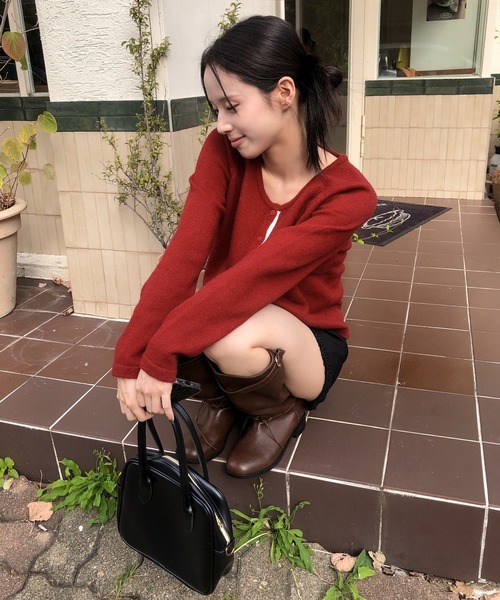 UNE MANSION（ユヌマンション）の「バイカラーラインラウンドネックニットカーディガン（カーディガン/ボレロ・レディース・アイボリー/ブラック/グレー/ブルー/レッド・FREE）」の15枚目の写真