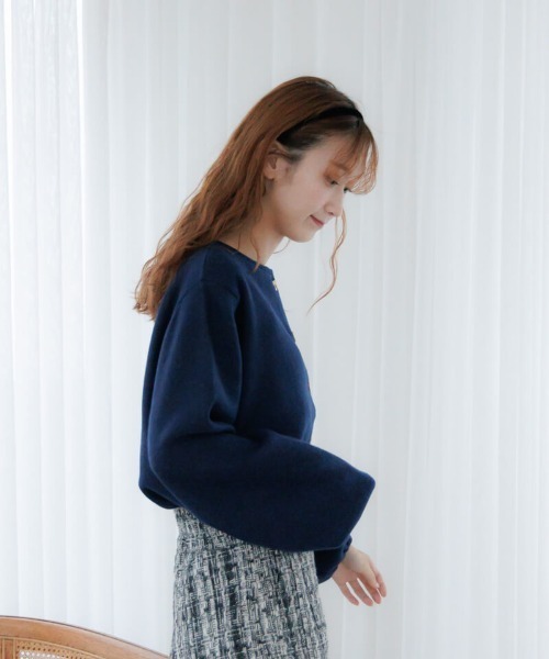 flower（フラワー）の「リボンボタンカーディガン（カーディガン/ボレロ・レディース・レッド/ネイビー/グレー・FREE）」の5枚目の写真