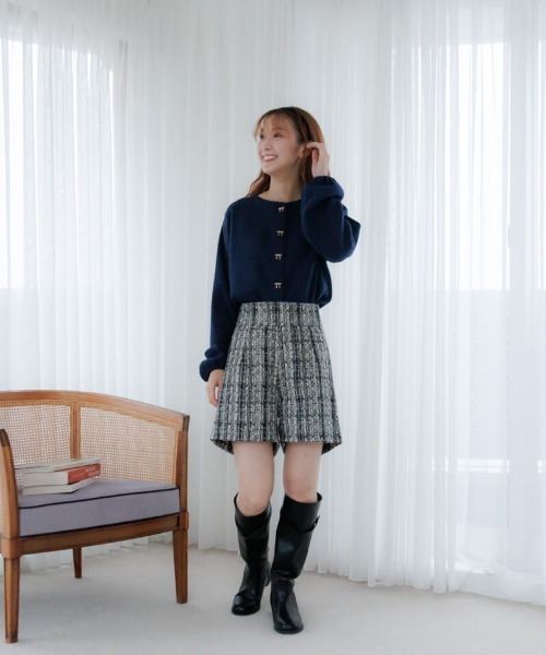 flower（フラワー）の「リボンボタンカーディガン（カーディガン/ボレロ・レディース・レッド/ネイビー/グレー・FREE）」の7枚目の写真