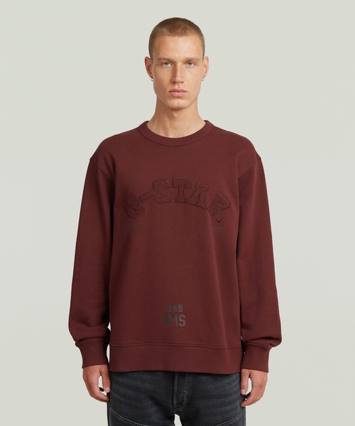 G-STAR(ジースター)の「Applique Sweater/ブランドロゴワッペンスウェット(スウェット・メンズ・ヘザーグレー/レッド系その他/ダークブラック・X-SMALL/LARGE/MEDIUM/SMALL/X-LARGE)」の3枚目の写真