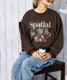 《花刺繍×ロゴ》レディース 裏毛スウェット プルオーバー カジュアル 春秋冬
