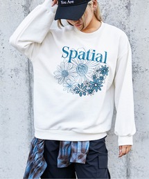 《花刺繍×ロゴ》レディース 裏毛スウェット プルオーバー カジュアル 春秋冬
