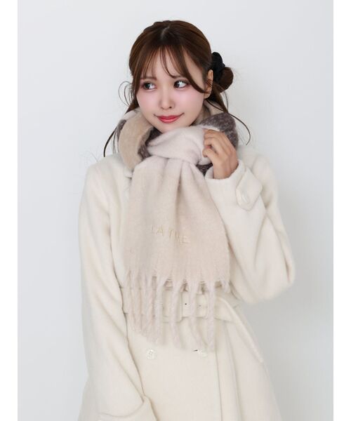 EATME（イートミー）の「ボーダー刺繍マフラー（マフラー・レディース・ブラウン/ピンク/グレー・FREE）」の10枚目の写真