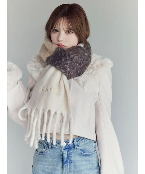 EATME（イートミー）の「ボーダー刺繍マフラー（マフラー・レディース・ブラウン/ピンク/グレー・FREE）」の12枚目の写真