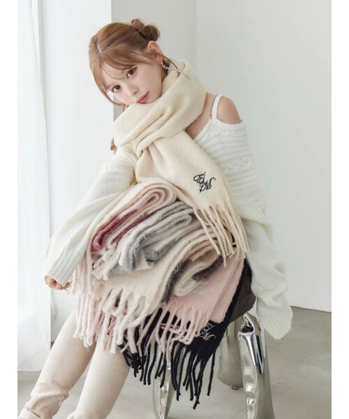 EATME（イートミー）の「ボーダー刺繍マフラー（マフラー・レディース・ブラウン/ピンク/グレー・FREE）」の14枚目の写真