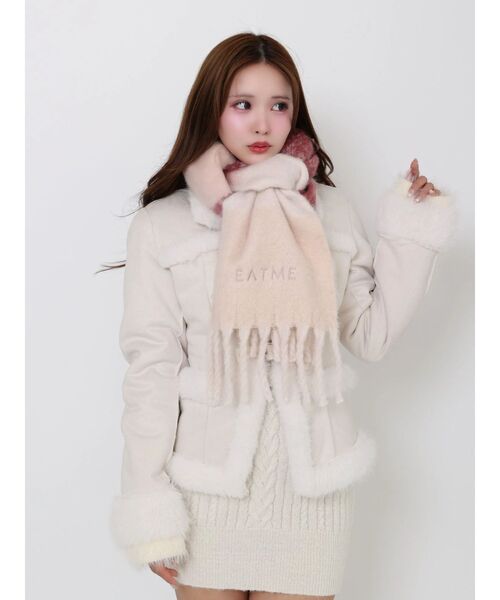 EATME（イートミー）の「ボーダー刺繍マフラー（マフラー・レディース・ブラウン/ピンク/グレー・FREE）」の17枚目の写真