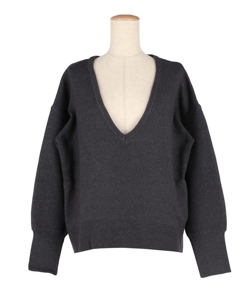 coca(coca)(コカ)の「ディープVネックニットトップス(ニット/セーター・レディース・カーキ/チャコール・L/M/S)」の19枚目の写真