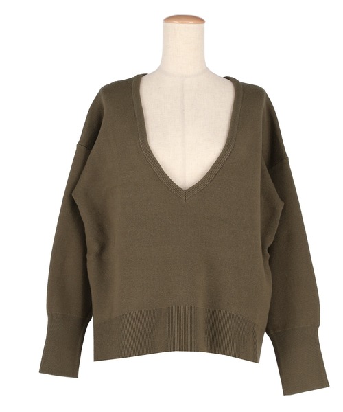 coca(coca)(コカ)の「ディープVネックニットトップス(ニット/セーター・レディース・カーキ/チャコール・L/M/S)」の20枚目の写真