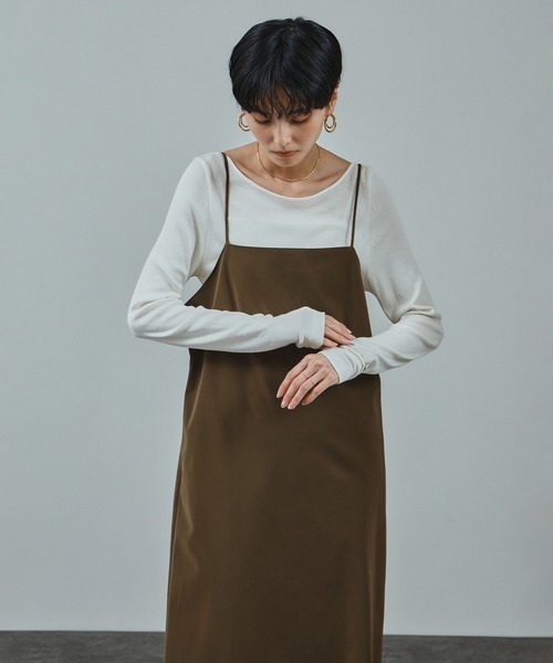 SALON adam et rope'（サロン アダム エ ロペ）の「パールレザーライクキャミワンピース（ワンピース・レディース・ブラック/ブラウン系その他2・FREE）」の21枚目の写真