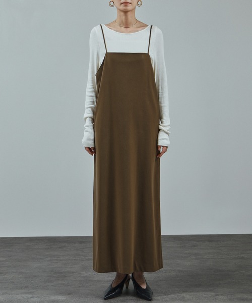 SALON adam et rope'（サロン アダム エ ロペ）の「パールレザーライクキャミワンピース（ワンピース・レディース・ブラック/ブラウン系その他2・FREE）」の14枚目の写真