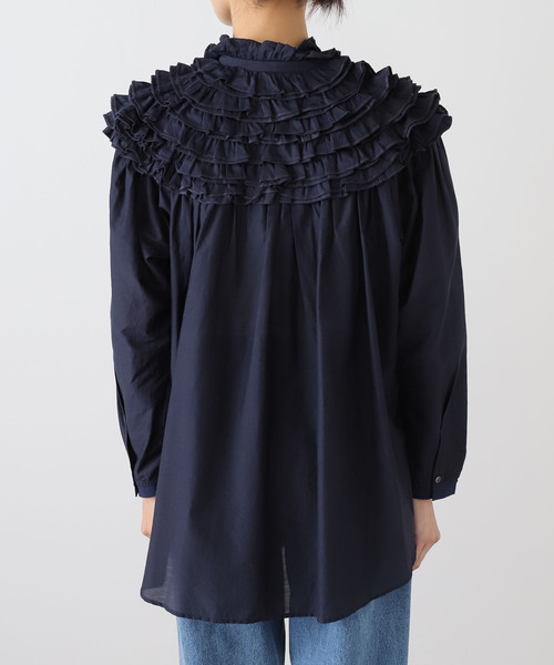 IENA LA BOUCLE(イエナラブークル)の「IENA LA BOUCLE silk mix cotton フリルブラウス(シャツ/ブラウス・レディース・ネイビー・FREE)」の10枚目の写真
