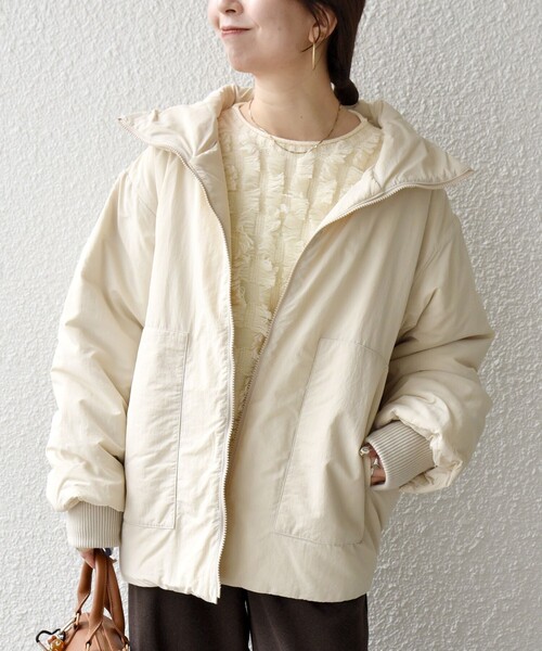 セール】【WEB限定】SHIPS any: 中綿 ダブル ジップ スタンド ブルゾン