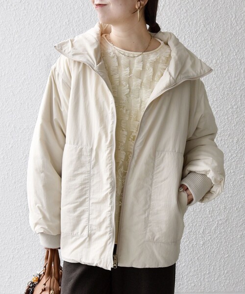 WEB限定】SHIPS any: 中綿 ダブル ジップ スタンド ブルゾン（ブルゾン