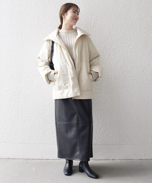 WEB限定】SHIPS any: 中綿 ダブル ジップ スタンド ブルゾン（ブルゾン