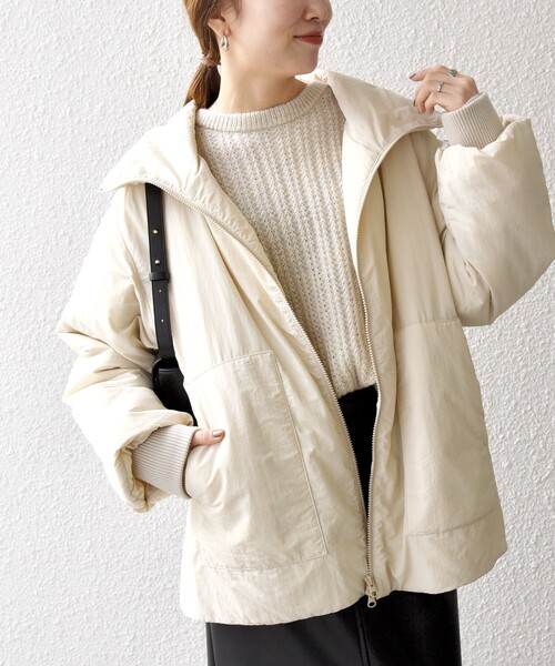 WEB限定】SHIPS any: 中綿 ダブル ジップ スタンド ブルゾン（ブルゾン