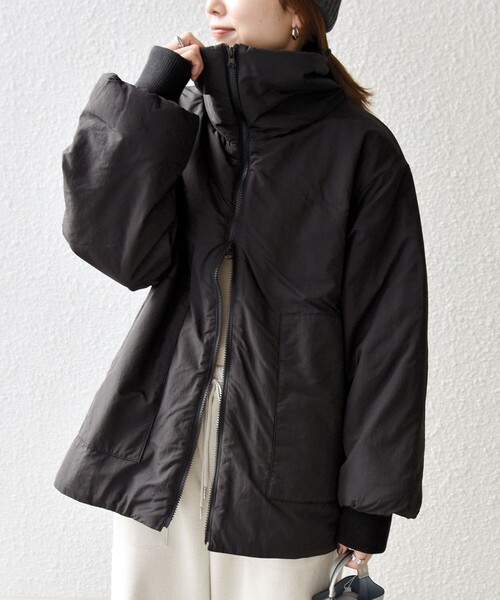 セール】【WEB限定】SHIPS any: 中綿 ダブル ジップ スタンド ブルゾン