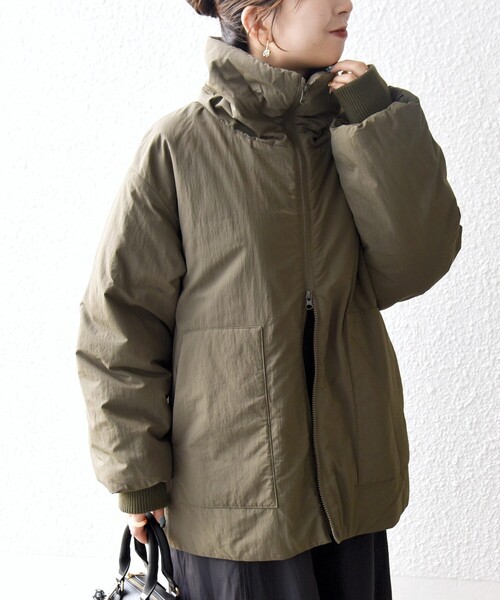 WEB限定】SHIPS any: 中綿 ダブル ジップ スタンド ブルゾン（ブルゾン