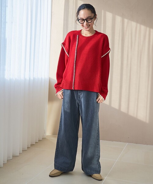 coen（コーエン）の「裏起毛ワイドデニムパンツ【インフルエンサー紹介アイテム】（デニムパンツ・レディース・コバルトブルー/ダークグレー/ネイビー・S/L/M）」の8枚目の写真