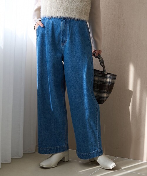 coen（コーエン）の「裏起毛ワイドデニムパンツ【インフルエンサー紹介アイテム】（デニムパンツ・レディース・コバルトブルー/ダークグレー/ネイビー・S/L/M）」の15枚目の写真