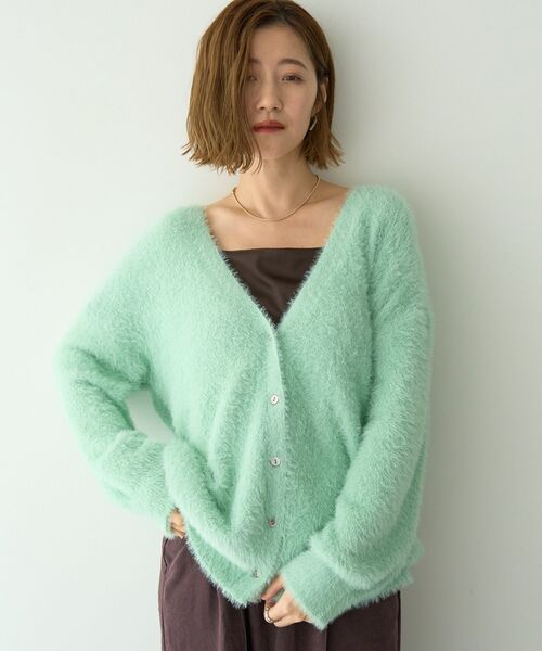 YECCA VECCA(イェッカヴェッカ)の「ラメシャギーカーディガン(カーディガン/ボレロ・レディース・ベージュ/ミント/チャコールグレー・FREE)」の3枚目の写真