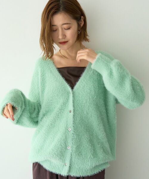 YECCA VECCA(イェッカヴェッカ)の「ラメシャギーカーディガン(カーディガン/ボレロ・レディース・ベージュ/ミント/チャコールグレー・FREE)」の5枚目の写真