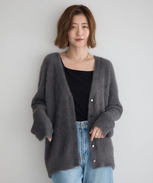 YECCA VECCA(イェッカヴェッカ)の「ラメシャギーカーディガン(カーディガン/ボレロ・レディース・ベージュ/ミント/チャコールグレー・FREE)」の6枚目の写真