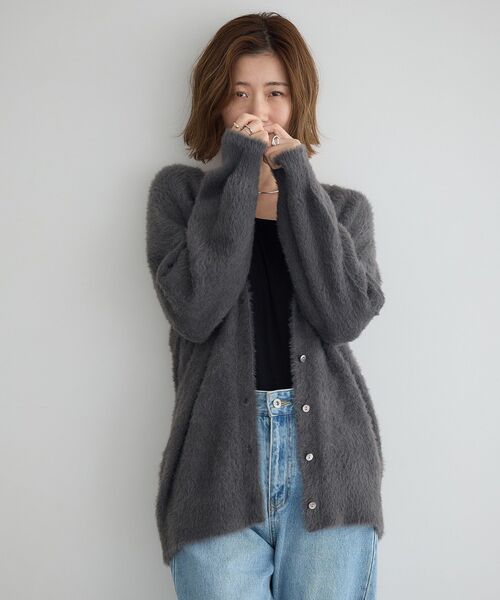 YECCA VECCA(イェッカヴェッカ)の「ラメシャギーカーディガン(カーディガン/ボレロ・レディース・ベージュ/ミント/チャコールグレー・FREE)」の7枚目の写真