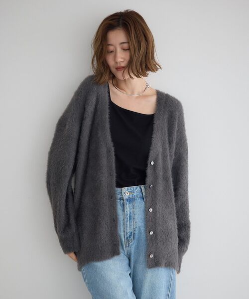 YECCA VECCA(イェッカヴェッカ)の「ラメシャギーカーディガン(カーディガン/ボレロ・レディース・ベージュ/ミント/チャコールグレー・FREE)」の8枚目の写真