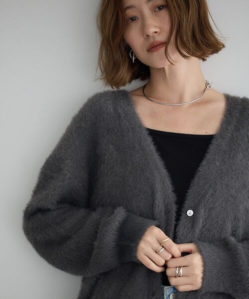 YECCA VECCA(イェッカヴェッカ)の「ラメシャギーカーディガン(カーディガン/ボレロ・レディース・ベージュ/ミント/チャコールグレー・FREE)」の14枚目の写真